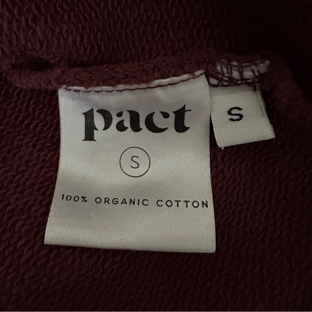 Pact Women’s Cabernet Maroon Essential Crewneck Sweatshirt Organic Cotton Small - Picture 7 of 10